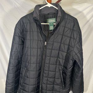 Il Bean Mens Black Thinsulate Jacket Puffer Coat Size L Full Zip Pockets